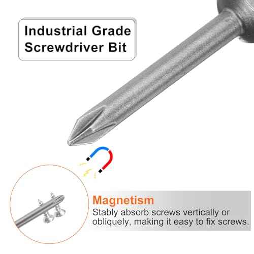 HARFINGTON 5pcs #0 Phillips Screwdriver Bit PH0 1/4" Hex Shank 2" (50mm) Long Magnetic S2 Steel Industrial Grade Screw Driver Bit Cross Head Electric Drill Bits 0.118" (3mm) Rod