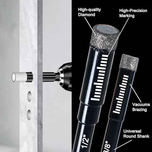 9 Pack Premium Diamond Drill Bit Set - Versatile Tools for Precise Drilling on Porcelain, Ceramic, Glass, Marble, and More