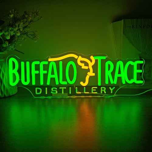 Buffalo Neon Sign Trace Distillery Whiskey Neon Lights for Bedroom Home Business Club Pub Neon Bar Sign for Man Cave Light up Sign for Wall Decor Gift