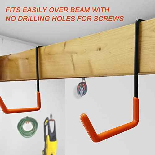 Rafter Hanger Large S Garage Hooks Bike Storage System Holder Organizer, with Non Slip Coating, for Organizing Hanging Basket, Ladders,Bicycle Wheel,Ropes and Bulk Items (12Pack, Black)
