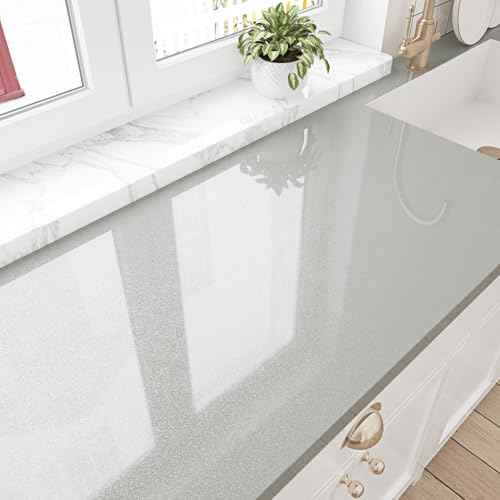 Glossy Grey Contact Paper for Cabinets Desk Liners Peel and Stick Countertops Shiny Grey Wallpaper Self Adhesive Glitter Contact Paper Waterproof Wallpaper for Bathroom Walls Vinyl Film