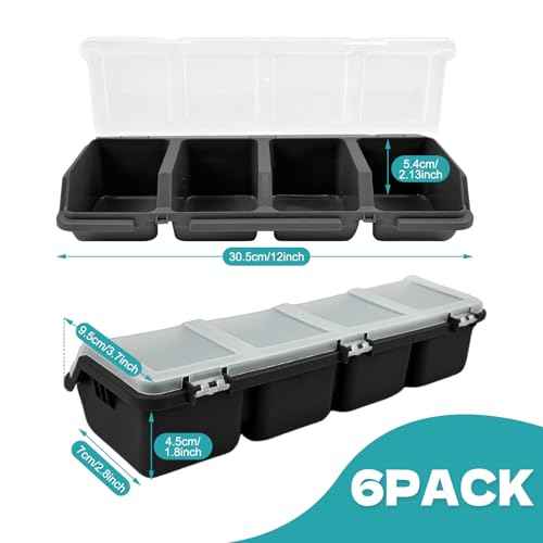 6Pcs Screw Organizers Storage Bins with Lids, Plastic Stackable Hardware Organizer Box for Garage Nails Craft Tool Organizing, Tool Cart Cabinet Workbench Drawers (Black)