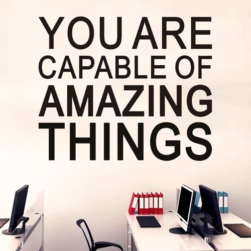 Inspirational Quotes Wall Stickers for Office: Motivational Gym School Classroom Garage Bedroom Vinyl Art Wall Decals - You are Capable of Amazing Things 18" X 15"