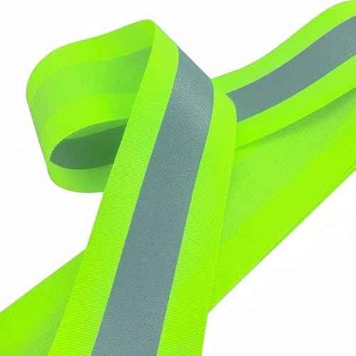 Just In Trend Flame Resistant FR Sew On High Visibility Hi Vis Retro Reflective Tape (2" x 10 yds, Lime/Silver)