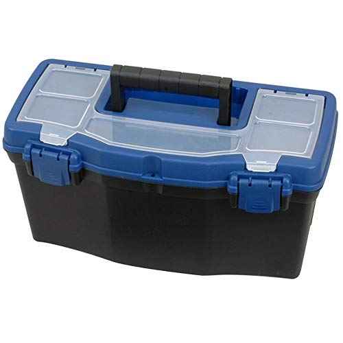 Edward Tools Plastic Tool Box with Handle - 16¡± Heavy Duty Organizer Box with Removable Organizer Tray and Handle - Locking Lid - Clear Easy Access Top - Built in dividers - Pad Eye Lock