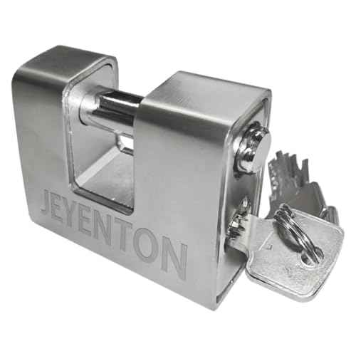 (2.91in) JEYETON [Armoured] High Security Padlock-[Anti-Drill Cylinder]-Heavy Duty Lock for Outdoor Storage Shed,Door,Garden,Motorbike,Gate,Fence,Warehouse-0.67" Shackle Clearance-Silver(74mm)