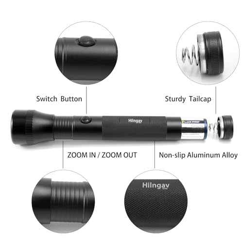Heavy Duty 2-Cell D Battery LED Big Flashlights, Zoomable Single Mode Aluminum Alloy Torch Flashlight, Rugged Metal Flashlight for Outdoor Adventures Emergency Hiking Camping Caving (4 Pack)