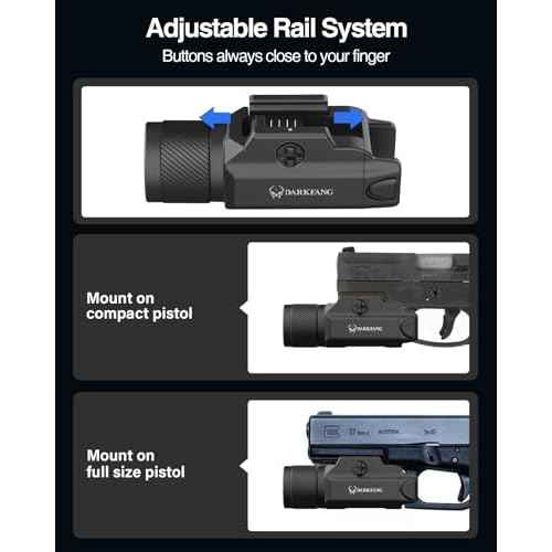 DARKFANG Tactical Flashlight 1500 Lumen for Shotgun/Pistol Light with Momentary/Strobe Function for 1913 Picatinny Rail