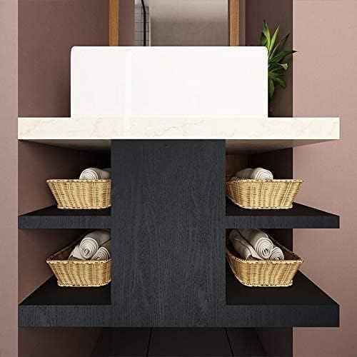 Black Wallpaper - Wood Peel and Stick Wallpaper ? Black Wood Self-Adhesive & Removable Wall Paper for Countertop Furniture Kitchen Wall, Countertop Contact Paper, Easy to Clean, 24''¡¿393'' Vinyl