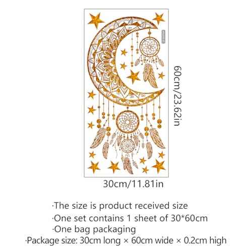 Runtoo Dream Catcher Wall Stickers Gold Star Feathers Wall Art Decal Bedroom Girls Nursery Home Decor