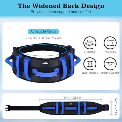 supregear Gait Belt - Anti-Slip Transfer Aid with 7 Handles and Quick-Release Buckle, Perfect for Senior Care, Black