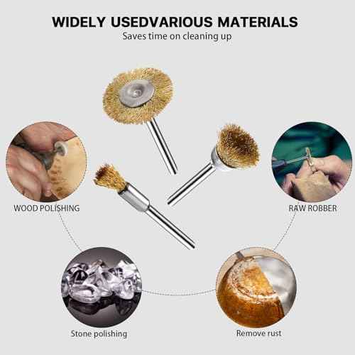 15 Pieces Copper Wire Brushes, Wire Brush Wheel, Mini Brass Brushes for Dremel Rotary Tools (1/8 Inch Mandrel)