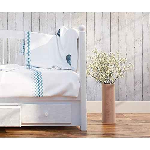 CiCiwind 118¡± x17.7¡± Wood Wallpaper Peel and Stick White Wood Wall Paper for Bathroom Bedroom Removable Waterproof Self-Adhesive Wallpaper Shiplap Contact Paper Decoral Laundry Room Vinyl Film