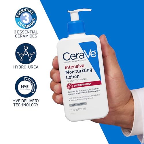 CeraVe Intensive Moisturizing Lotion, Hydro-Urea + Shea Butter, Body Lotion For Dry Skin, Relieves Signs Of Extra Dry Skin, Non Greasy Hydrating Cream For Rough, Tight, Red & Itchy Skin, 8oz