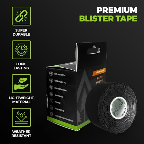 Blister Prevention Tape: Precut Strips, Water Resistant, Durable Strips for Mountaineering, Snow Shoeing, Running, Hiking, Climbing, Skiing and Snowboarding, Winter Sports