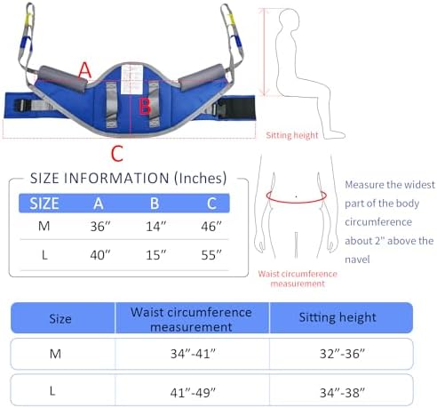 Sit to Stand Lift Patient Aid Padded Sling and Stand Assist with Back Support,Patient Lift Sling Works with Most Mobility Aids & Equipment (Medium)