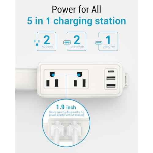 Outlet Extender Stick | Free Combination | USB-A, USB-C Port, 2 AC Outlets, Extend 9¡± to 36¡±, 360¡Æ Combine| Plug Extender | Put Behind Nightstands, Sofa, Bed, Cabinet etc.