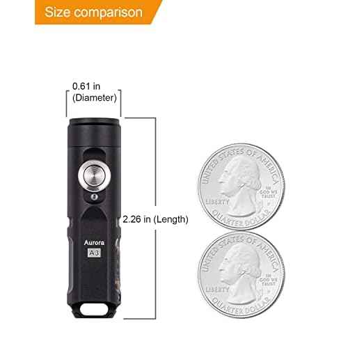 RovyVon Aurora A3 4th Generation EDC Keychain Flashlight, 650 Lumens Super Bright Mini Handheld Flashlight, Powered by USB Rechargeable Built-in Battery for Camping, Outdoors, Everyday Carry