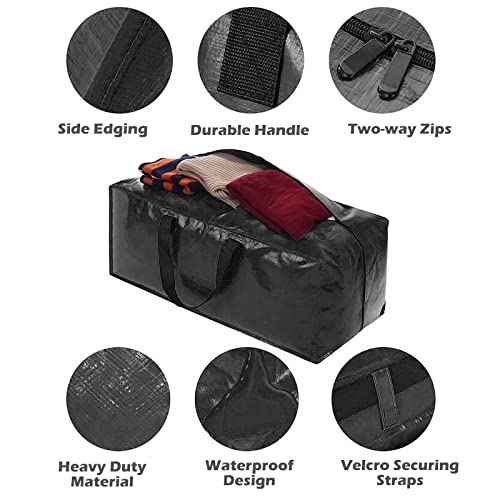 Surblue Moving Bags Heavy Duty Dorm Storage Moving Totes Extra Large Clothing Storage Packing Bags with Backpack Straps Strong Handles Zippers Replace Moving Storage Boxes for Moving Dorm Room Essentials, Pillows, Bedding, Blankets, Black£¬ Set of 2