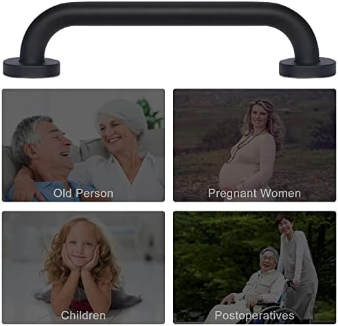 2 Pack Bathroom Grab Bar, supregear 20 Inch Length Black Shower Safety Grab Bar, 1 Inch Diameter 201 Stainless Steel Anti-Slip Handle for Senior, Elderly, Handicap