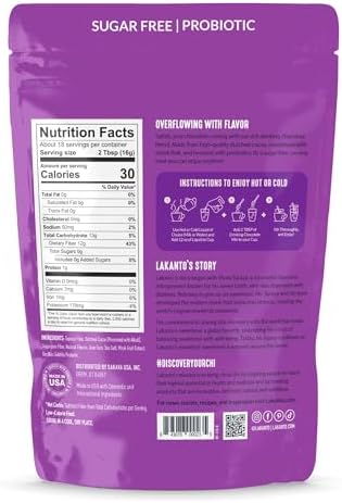 Lakanto Sugar Free Drinking Chocolate - Cold or Hot Cocoa Powder Mix, Shelf Stable Probiotics, Monk Fruit Sweetener, Keto Diet Friendly, Vegan, Dutch Cocoa, Gourmet Taste (Original - 10 oz)
