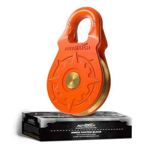 AUTMATCH Winch Snatch Block 18 Ton - Winch Pulley (79,366 Lbs) Break Strength, Heavy Duty Off Road Recovery Towing Pulley Blocks for Synthetic Rope or Steel Cable, Truck, UTV, ATV, Orange