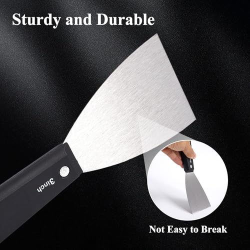 7 PCS Drywall Tools,Putty Knife,Paint Scraper Tool with Storage Bag,Stainless Steel Putty Knife Set,Drywall Scraper Spackle Taping Knife for Spreading Mud, Taping,Repairing wall (6 PCS -3")