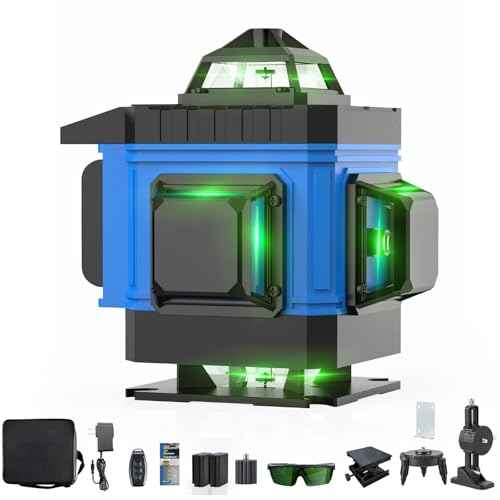 AZZUNO Laser Level 360 Self Leveling Green Beam with LCD Screen, 4x360 lazer leveler tool, Rechargeable Battery & Magnetic Base - Ideal for Construction, Tiling, Tool Gift