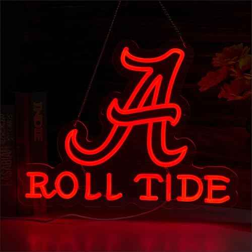 Roll Tide Neon Sign for Wall Decor, Football LED Lights Signs Sign for Bar Man Cave Bedroom Home Bar Shop Pub Bistro Party Hotel Game Room Decor Gifts, USB Powered