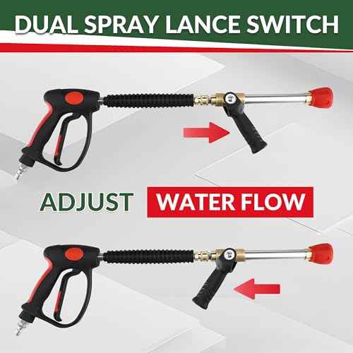 RIDGE WASHER Pressure Washer Gun 5000 PSI, Long Range Nozzle and Shooter Tip Twist Nozzle, 27 Inch Power Washer Gun Swivel with Stainless Steel Extension Wand