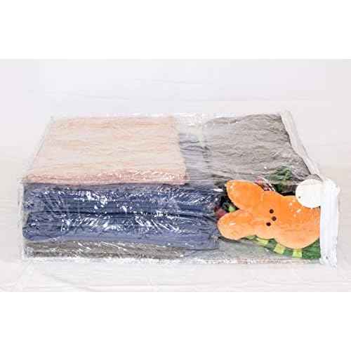 Set of 10 Clear Vinyl Zippered Storage Bags 15 x 18 x 5 Inch