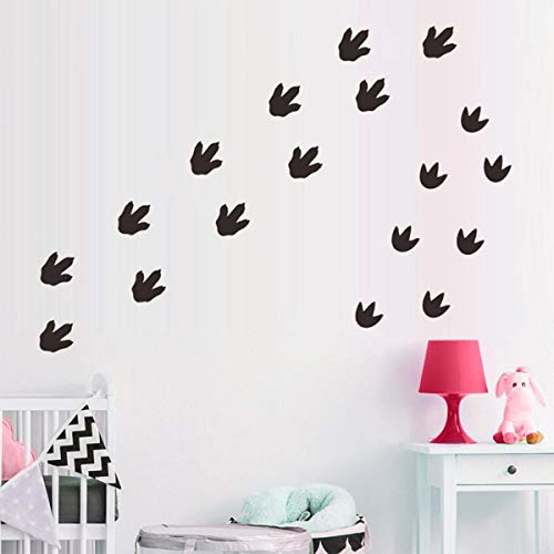 Bamsod Dinosaur Footprints Wall Stickers 32pcs Dinosaur Tracks Decor Baby Nursery Decals Removable Peel and Stick Vinyl Decals