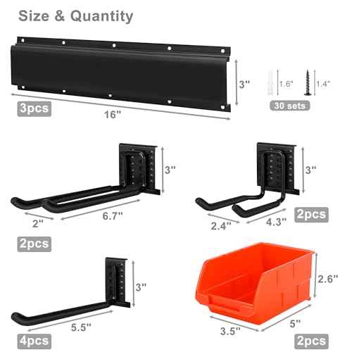 Garage Tool Organizer and Hanging Storage Rack, Heavy Duty Hooks for Organizing Various Tools in Shed, Garden, Yard