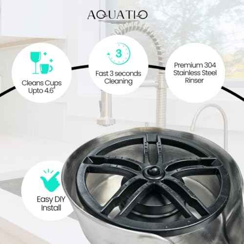 2 in1 Glass Rinser for Kitchen Sink - Stainless Steel Cup Cleaner - Counter Top Bottle Washer - Kitchen Sink Accessories - Attachements - Sink Sprayer (Nickel)