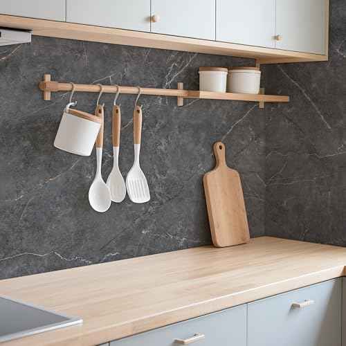 WADILE Peel and Stick Marble Wallpaper 15.7" x 78.7" ? Glossy Self Adhesive Vinyl Contact Paper for Kitchen Backsplash, Countertops, Furniture, DIY Projects, Waterproof