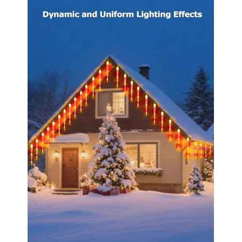 Smart Christmas Icicle Lights for Outside, 33FT 20 Tubes RGBW LED Icicle Christmas Lights Outdoor, App Remote Controlled DIY Dynamic Effects and 50+ Scenes for House Roof Decorations