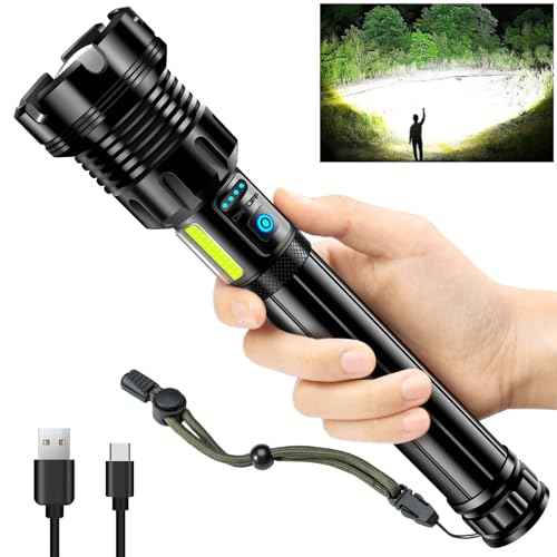 ANKRA 90000 High Lumens Flashlights Rechargeable with COB Work Light Super Bright LED Flashlight Zoomable&14 Modes &Waterproof Tactical Flashlight for Emergencies,Camping,Hiking,Outdoor,Indoor