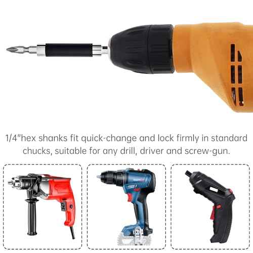 ChgImposs Drill Bit Holder Scalable 5PCS/Set, 3.15"/4.7"/5.5"(80/120/140mm) Magnetic Drill Bit Extension, Adjustable Magnetic Screwdriver Bit Holders 1/4" Hex, Drill Extension Bit Holder