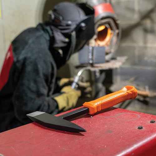 Klein Tools H80612 Welding Chipping Hammer, 10-Ounce Steel Head Slag Hammer with Shock Reduction Heat-Resistant Nylon Grip Handle, 7-Inch