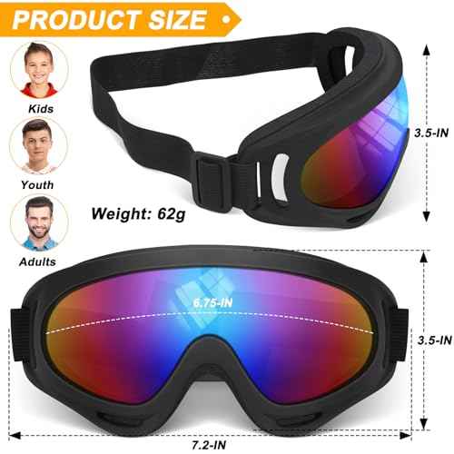 OXG 2 Pack Motorcycle Goggles with 2 Neck Gaiters, UV400 Protection Dirt Bike Motorbike Motocross ATV Skiing Goggles