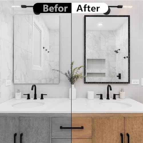 WADILE 3D Black Wood Grain Wallpaper Border Mirror Frame Removable Waterproof, Peel and Stick Wall Paper Border Decor Self Adhesive, Kitchen Bathroom Sticker