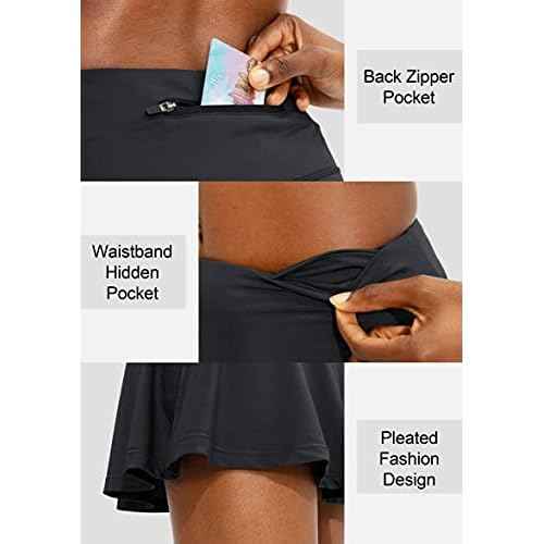 SANTINY Pleated Tennis Skirt for Women with 4 Pockets Women's High Waisted Athletic Golf Skorts Skirts for Running Casual