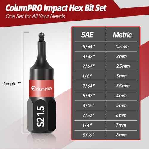 Ball End Allen Wrench Bit Set - 20PCS Metric & SAE Allen Key Drill Bit Set with Magnetic Bit Holder, Premium S2 Steel 1¡± Hex Bit