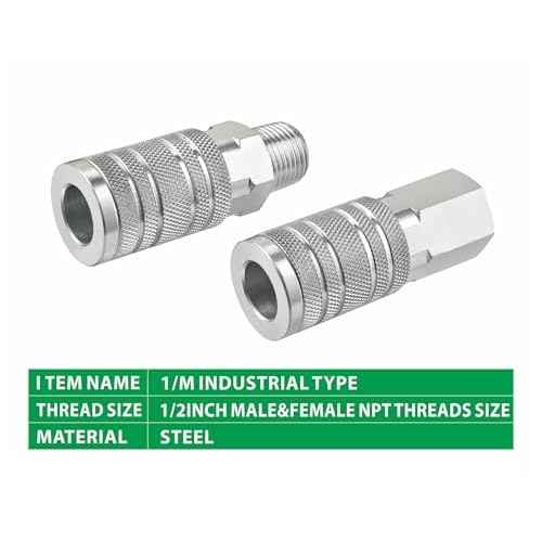 Yolass 1/2¡±NPT Air Hose Quick Connection Accessory Set,1/2 Inch NPT Threads Size,2Pcs High Flow Air Coupler and 3Pcs Air Plug,Widely used in Professional Workplace,Home,Auto Repair and so on