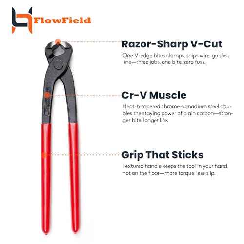 10 Inch Ear Clamp, Nail Puller, End Cutting, Carpenter Pincer, PEX-B Clamp Pliers, High Leverage Chrome-Vanadium