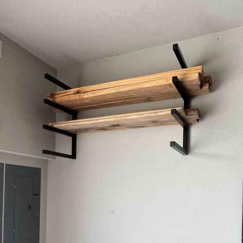 Lumber Rack Wall Mount,Metal Storage Brackets for 2x4 Wood,Plywood,PVC Pipes & Long Tools,Garage Shelving System for Basement,Attic,Shed Organization (4 Level)