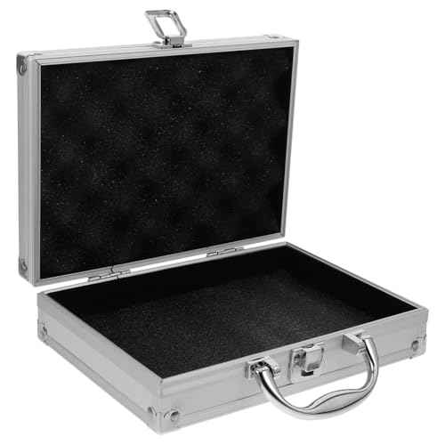 Housoutil Aluminum Alloy Carry Case, Silver Aluminum Case with Foam, Briefcase Storage Box for Instruments, Makeup, And Parts, For Professionals and Everyday Use (9.16X8.65X2.52in)