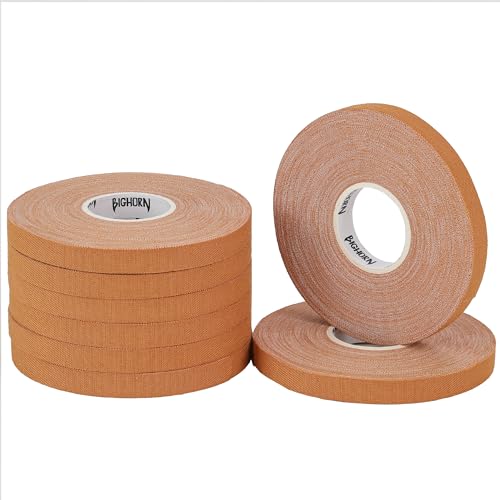 Bighorn Athletics Pro Series Jiu-Jitsu Finger Tape, 8-Rolls with Tin Holder, Enhanced Strength, Residue-Free (0.3-Inch, Nude)