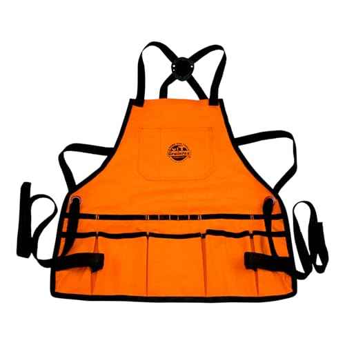 Graintex CA2393 :: Bib Apron 16 Pocket Orange Color Rip-stop Canvas, One Size Fits All