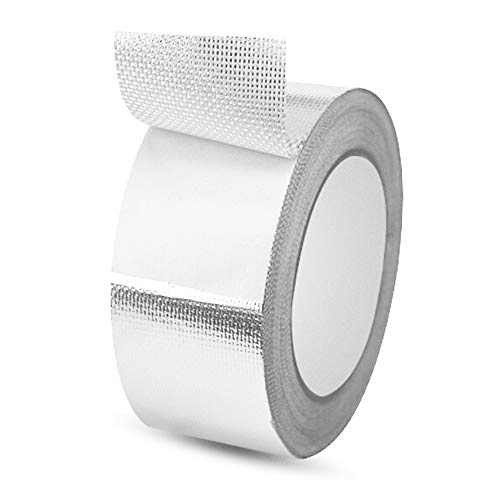 2" Fiber-Glass Cloth Tape Roll, 2 inches x 65 Yards Self-Adhesive Silver Duct Heat Reflective Tape, Insulation Resistant High Temperature HVAC Tape, Metal Repair, Patching Hot Cold Air